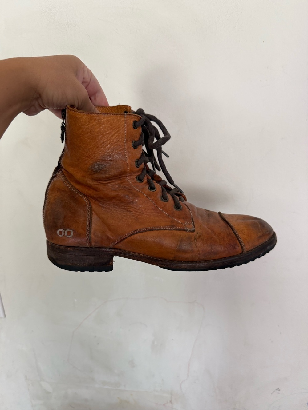 Bed Stu Mens Protege Full Grain Leather Combat Style Rustic Lace Boots, Size 9.5